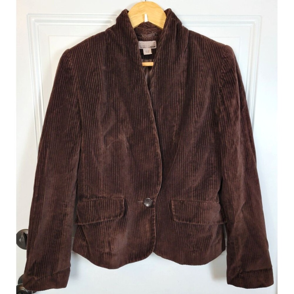 H&M Womens Brown Velvet Blazer Jacket Size 10